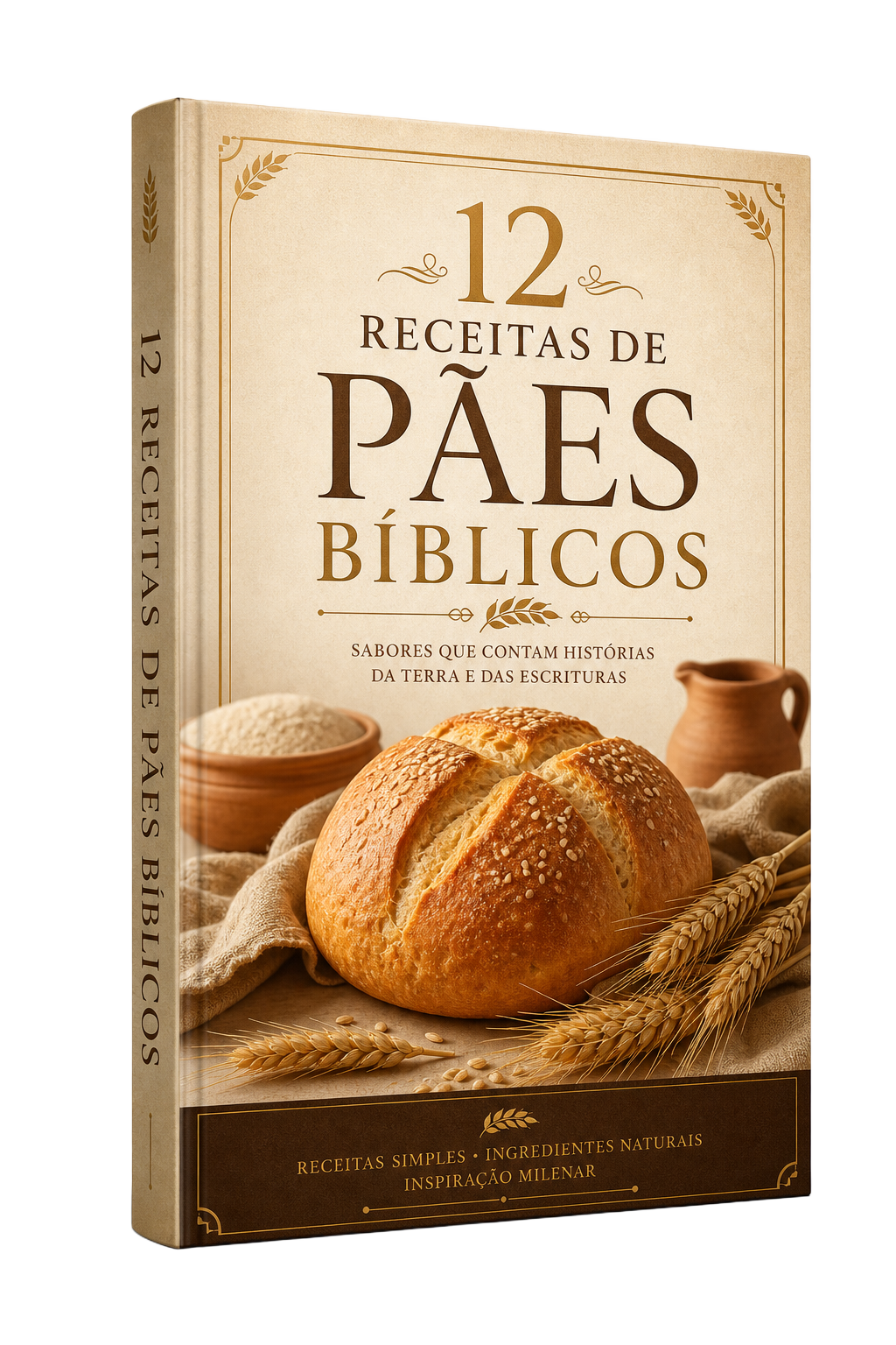 Mockup 3D do ebook 12 Receitas de Pães Bíblicos
